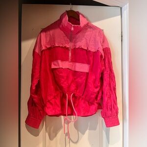 Free People Movement Retro Style Pink Windbreaker